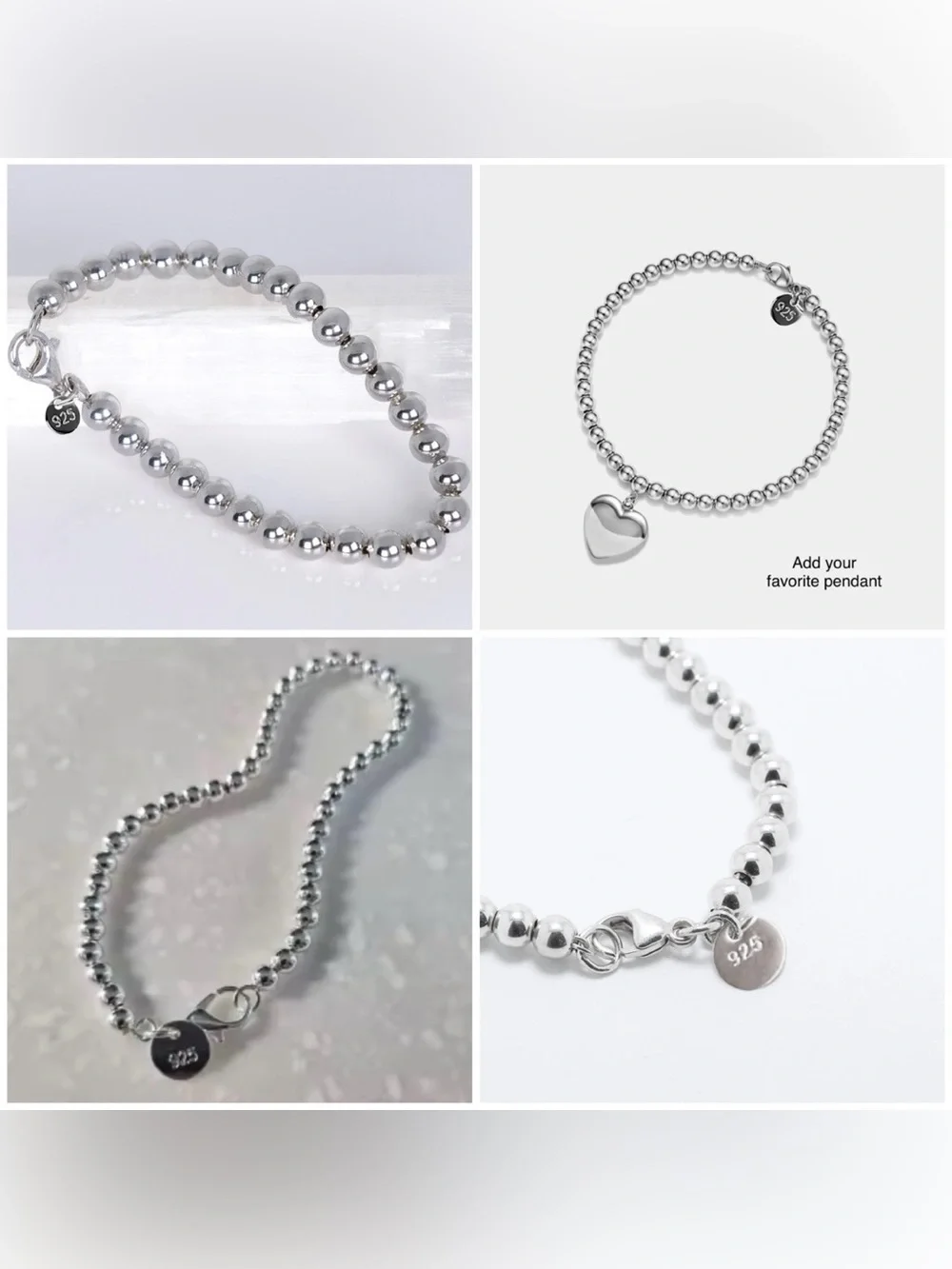 Genuine High Shine 925 Sterling |3MM Bead Ball Chain Bracelet |7, 7.5 & 8” Avail